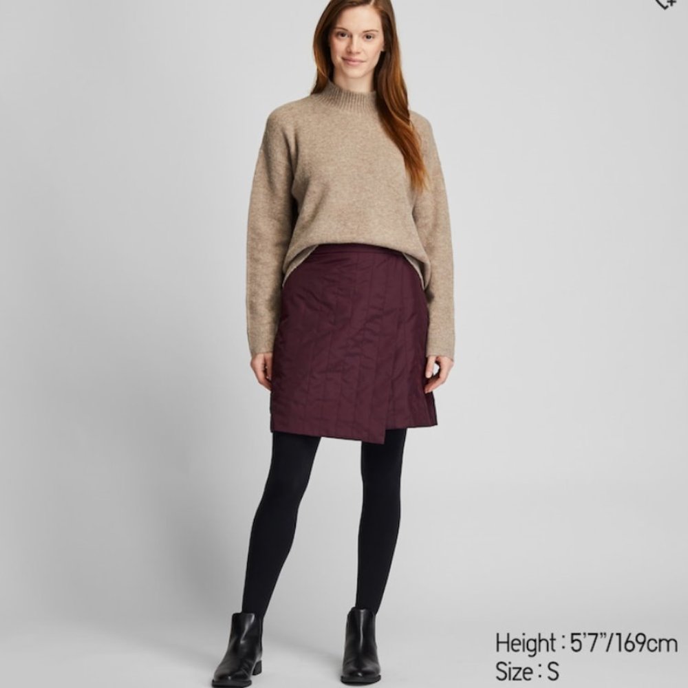 WOMEN WINDPROOF WARM-LINED WRAP MINI SKIRT PURPLE